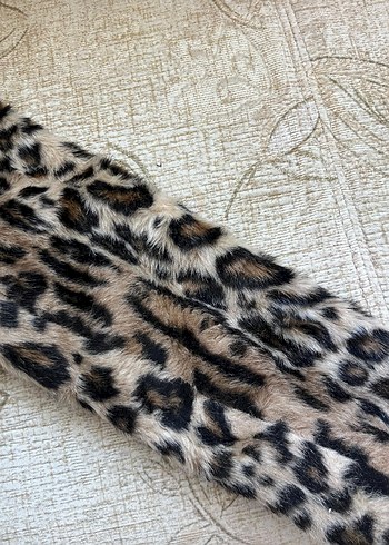 36 Beden kahverengi Renk Leopar Desenli Kadın Suni Kürk Midi Kaban