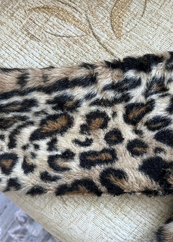 36 Beden Leopar Desenli Kadın Suni Kürk Midi Kaban