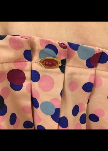 Puantiyeli Pilili Pembe Uzun Etek - Görsel 3