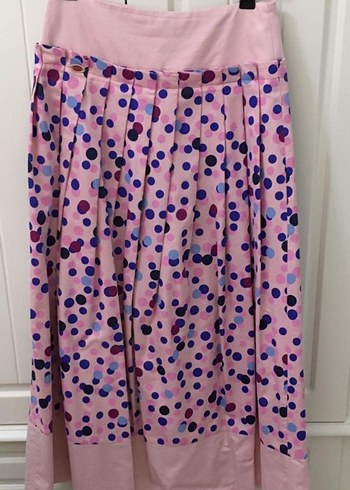 Puantiyeli Pilili Pembe Uzun Etek - Görsel 2