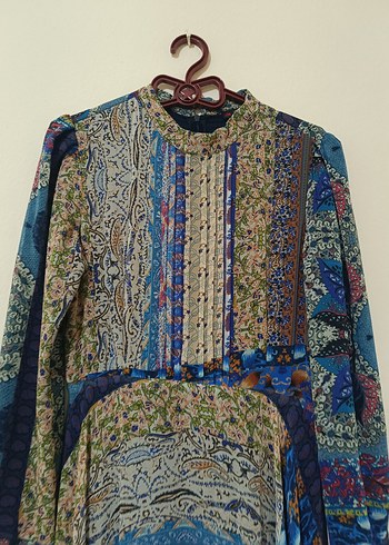 Uzun Bohem Desenli Kadın Elbise - Görsel 3