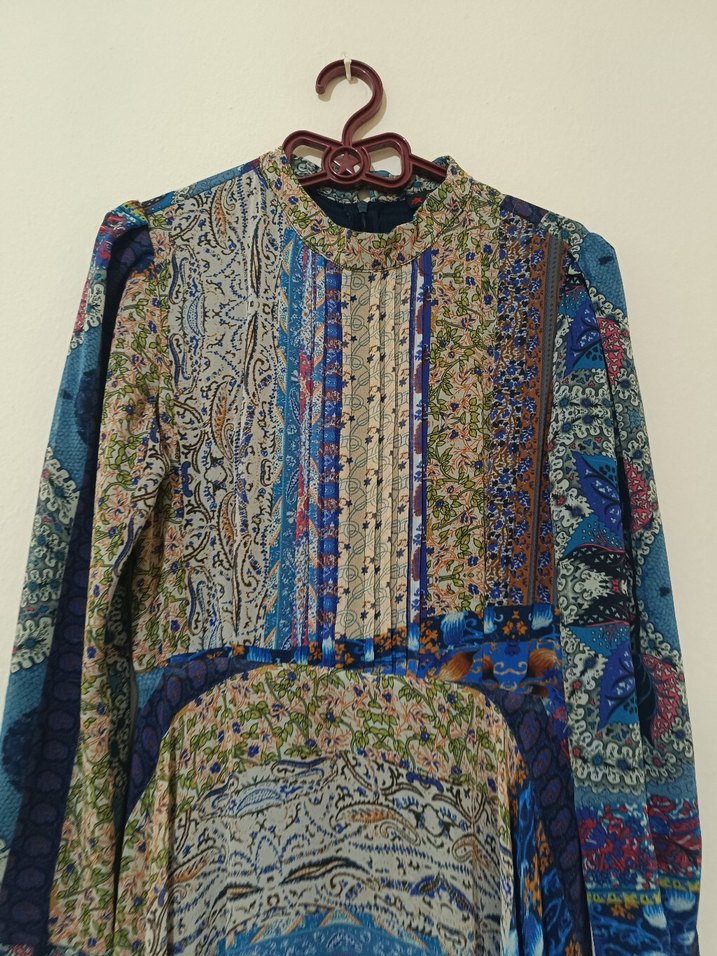 Uzun Bohem Desenli Kadın Elbise - Görsel 3