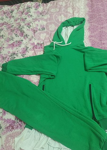 Kadın Yeşil Kapüşonlu Eşofman Takımı - Görsel 2