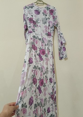 Bohem V Yaka Uzun Kollu Uzun Elbise - Görsel 2