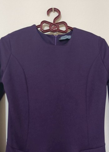 Mor Uzun Kollu Piliseli Kadın Elbise - Görsel 2