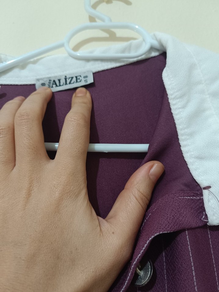 Uzun Kol Detaylı Mor Kadın Elbise - Görsel 2