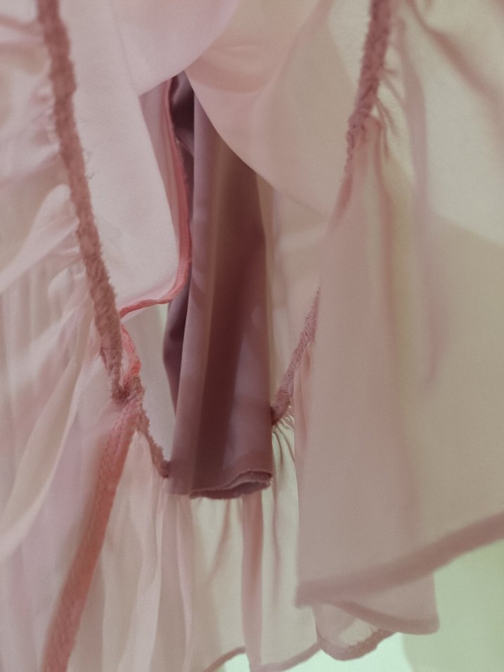 Pembe V Yaka Uzun Kollu Volanlı Elbise - Görsel 5