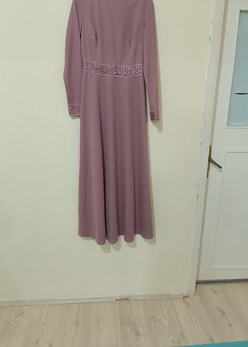 Bej Uzun Kollu Drapeli Kadın Abiye Elbise - Görsel 3