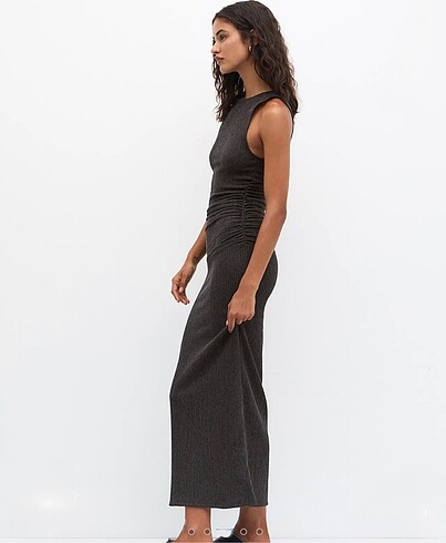 xs Beden gri Renk Pull&bear elbise