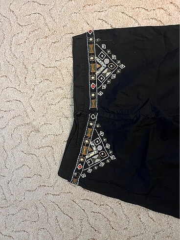 xl Beden siyah Renk Otantik işlemeli pantalon