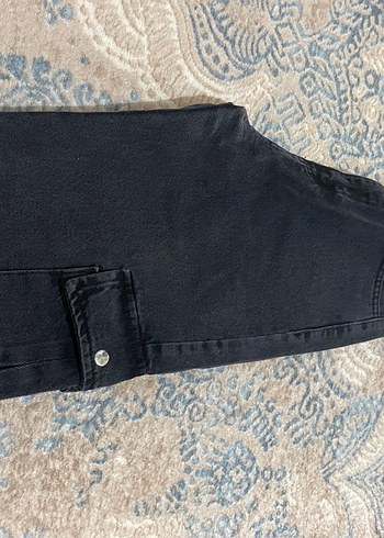 Diğer Gri Siyah Batik Desenli Bol Kesim Kadın Kot Pantolon