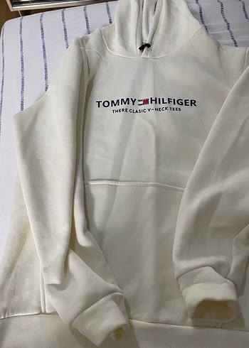 Tommy Hilfiger Beyaz Kapüşonlu Sweatshirt