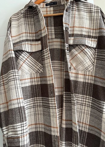Kadın Kahverengi Ekose Pamuklu Gömlek - Görsel 4