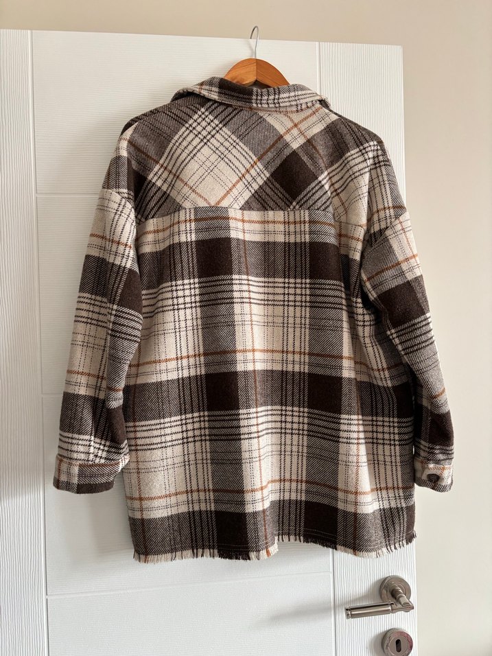 Kadın Kahverengi Ekose Pamuklu Gömlek - Görsel 2