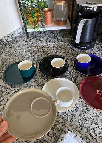 Mermer desenli kahve fincanı ve tabağı - Görsel 3