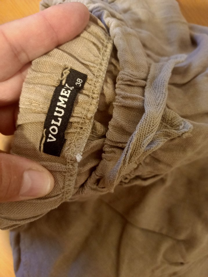 Bej Keten Salaş Midi Kadın Pantolon - Görsel 3