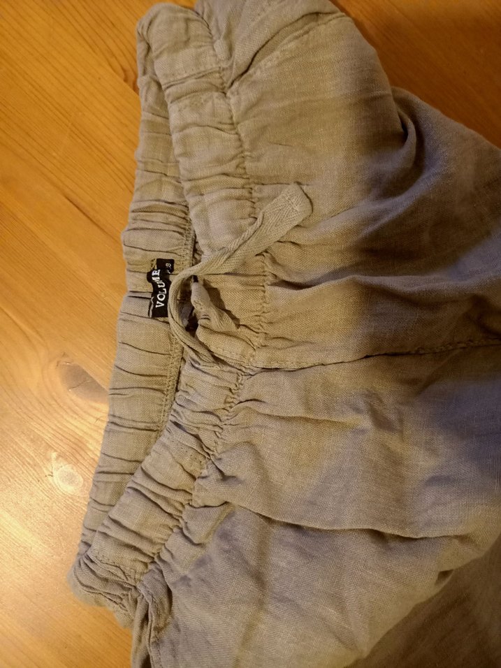 Bej Keten Salaş Midi Kadın Pantolon - Görsel 2