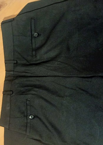 Siyah Drapeli İnce Kadın Pantolon - Görsel 3