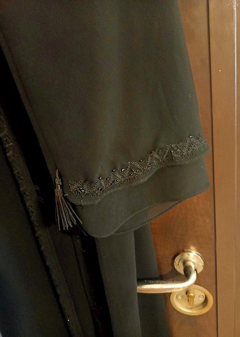 Nakışlı Siyah Uzun Kollu Uzun Elbise - Görsel 6