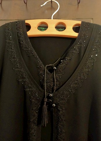 Nakışlı Siyah Uzun Kollu Uzun Elbise - Görsel 3