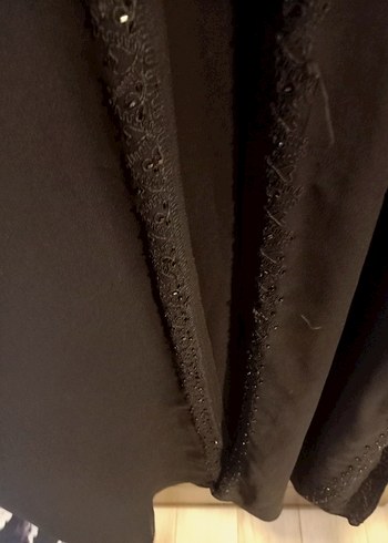 Nakışlı Siyah Uzun Kollu Uzun Elbise - Görsel 4