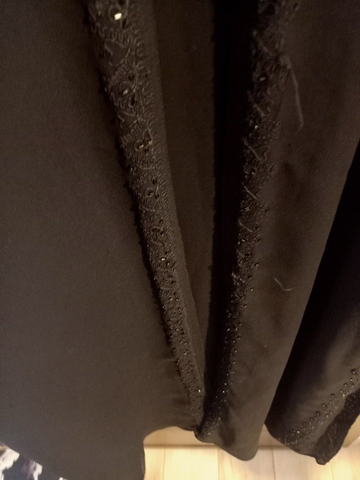 Nakışlı Siyah Uzun Kollu Uzun Elbise - Görsel 4