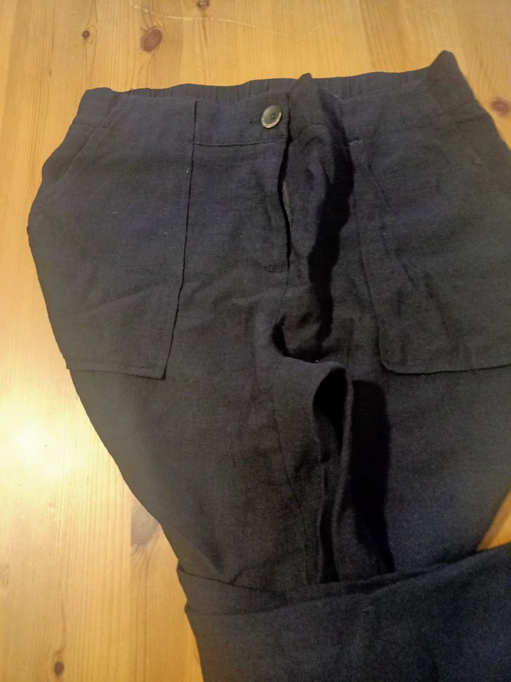 Kadın Siyah Keten Kemerli Pantolon - Görsel 3