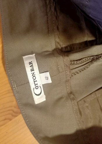 Bej Kemerli Kadın Keten Kumaş Pantolon - Görsel 3