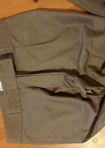 Bej Kemerli Kadın Keten Kumaş Pantolon - Görsel 2