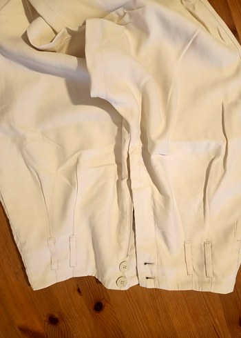 Bej Midi Keten Kadın Kumaş Pantolon - Görsel 2