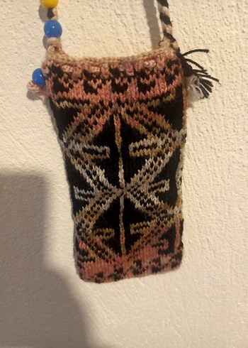 Boncuklu İşlemeli Bohem Örgü Çanta - Görsel 2