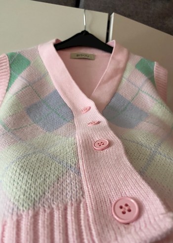 Pembe Pastel Renkli Örgü Kadın Süveter - Görsel 2