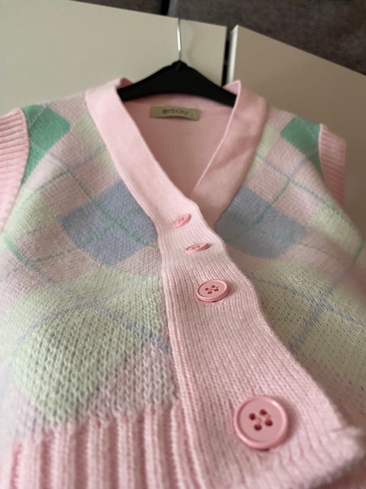 Pembe Pastel Renkli Örgü Kadın Süveter - Görsel 2