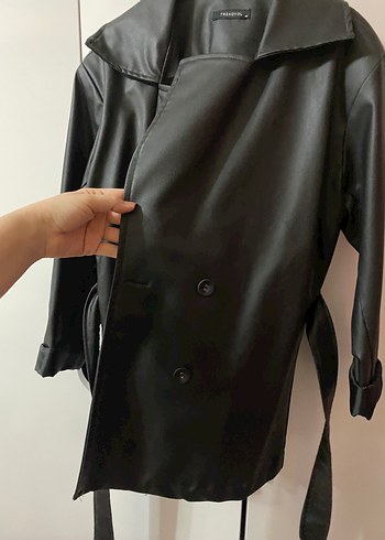 Siyah Deri Kemerli Ceket - Görsel 5