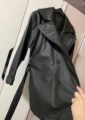 Siyah Deri Kemerli Ceket - Görsel 6