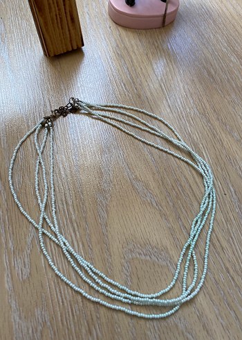 Uzun Bej Boncuklu Bohem Kolye - Görsel 2