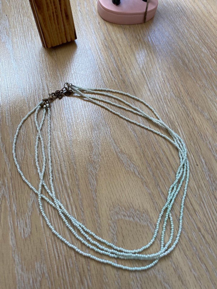 Uzun Bej Boncuklu Bohem Kolye - Görsel 2