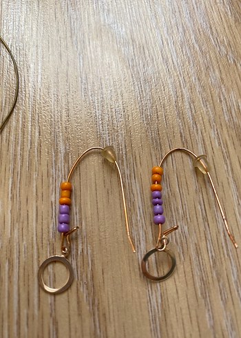 Uzun Çok Renkli Boncuklu Bohem Küpe - Görsel 2