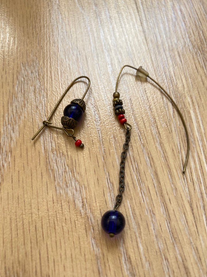 Uzun Çok Renkli Boncuklu Bohem Küpe - Görsel 3