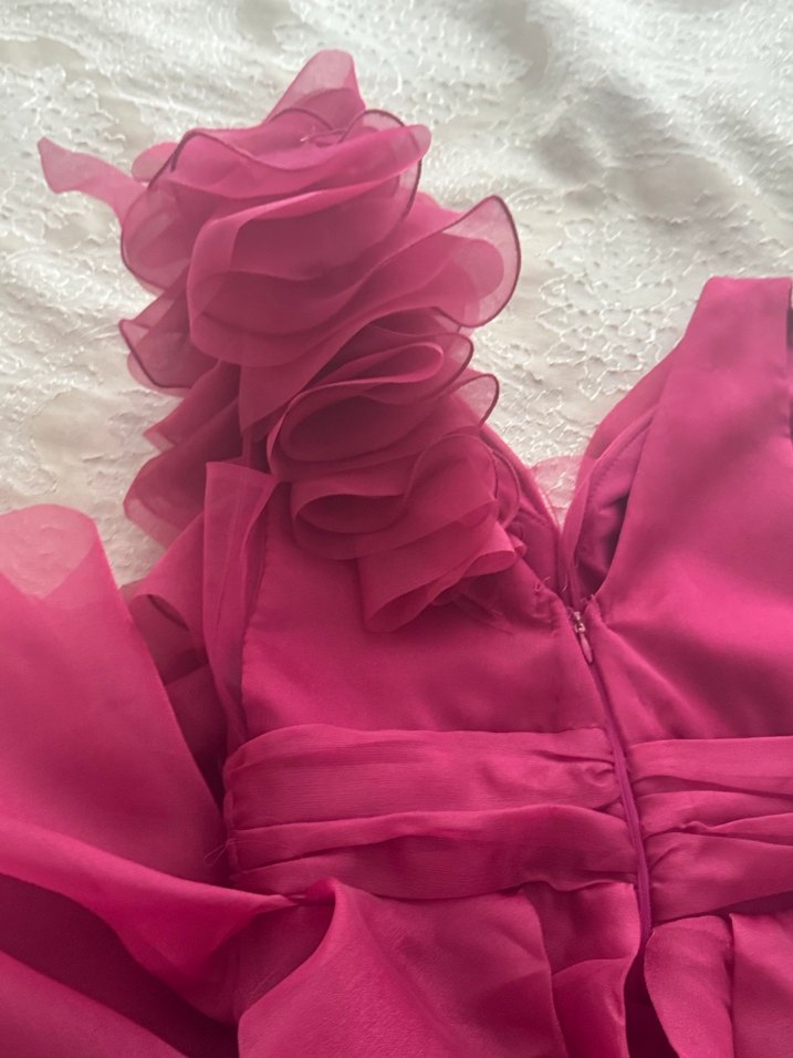 Bordo Fırfırlı Uzun Kadın Abiye Elbise - Görsel 4