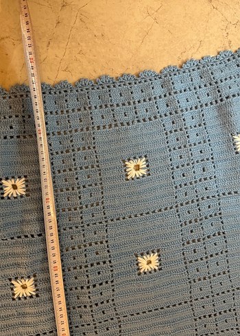 Mavi el örgüsü bebek Battaniyesi - Görsel 7