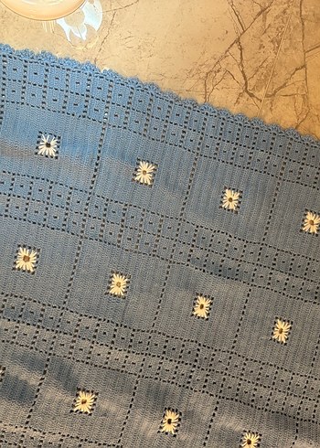 Mavi el örgüsü bebek Battaniyesi - Görsel 4