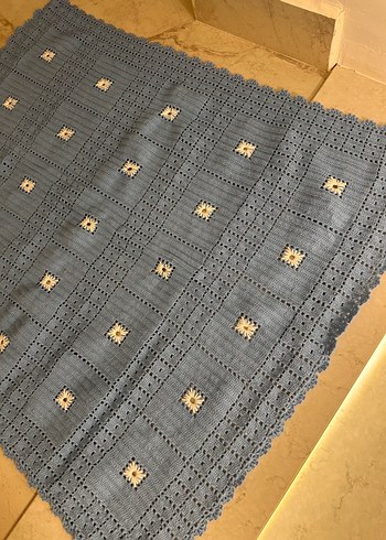 Mavi el örgüsü bebek Battaniyesi - Görsel 2