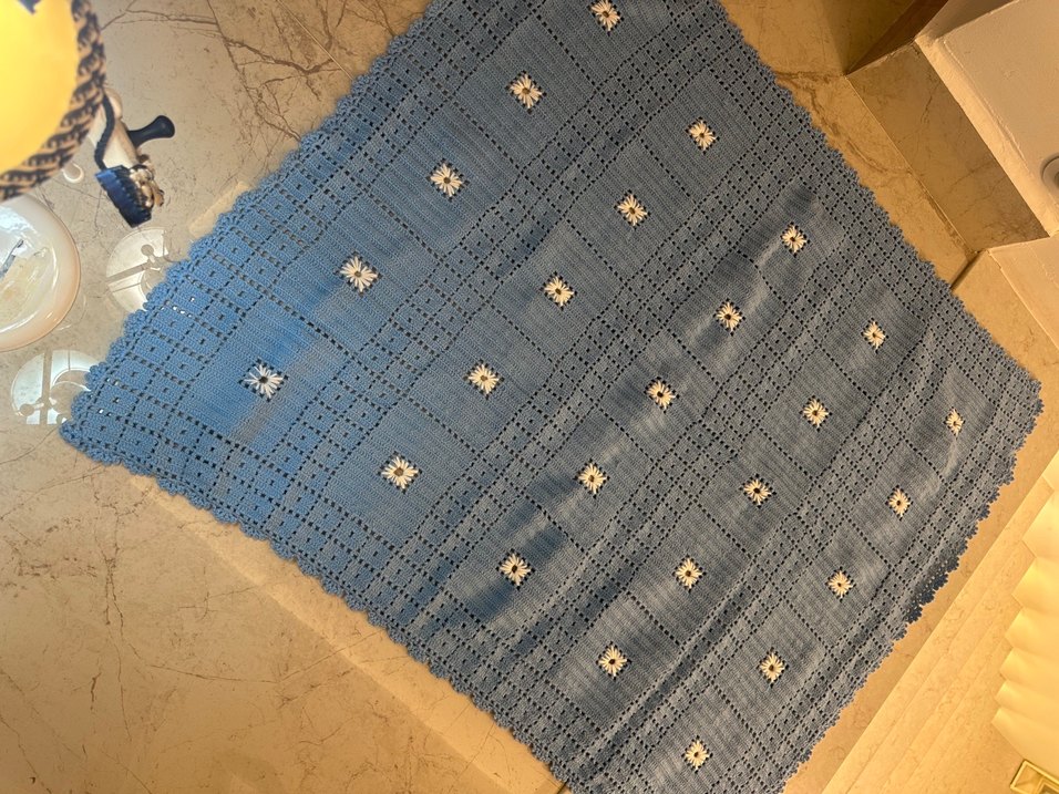 Mavi el örgüsü bebek Battaniyesi - Görsel 5