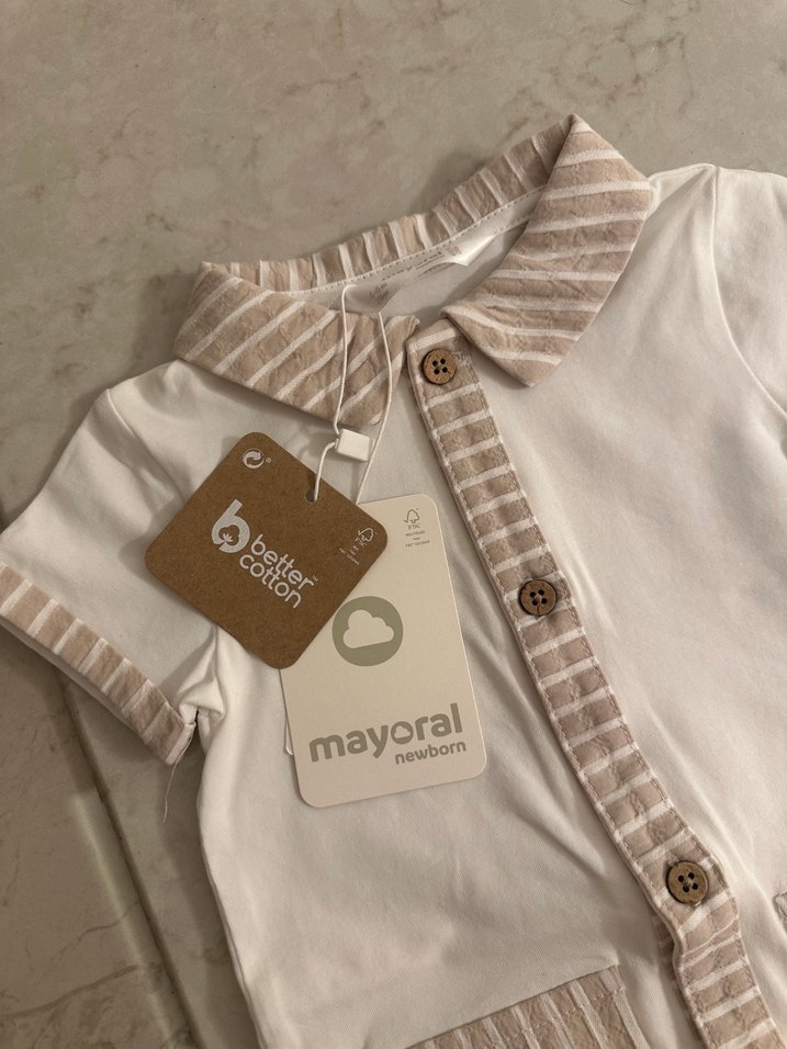 Mayoral Pamuklu Beyaz Erkek Bebek Tulum - Görsel 3