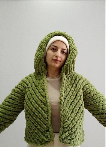 38 Beden yeşil Renk Puffy hırka