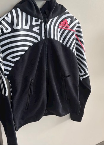 Adidas Kadin Siyah Fermuarli Adidas Spor Sweatshirt