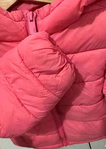 7 Yaş Beden pembe Renk ZARA Kız Çocuk Pembe Kapüşonlu Fermuarlı Mont