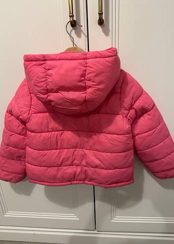 7 Yaş Beden ZARA Kız Çocuk Pembe Kapüşonlu Fermuarlı Mont