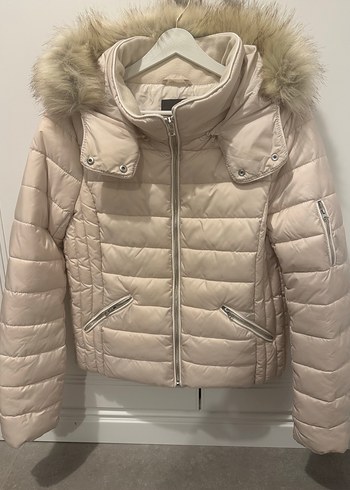 ZARA Bej Kürk Detaylı Kadın Kışlık Mont
